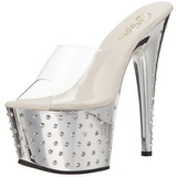 sølv krystall platform 18 cm STARDUST-701 høyhælte slipper sko