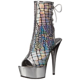 s�lv lakk 15 cm DELIGHT-1018HG h�ye ankelst�vletter med plat�s�le til dame