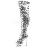 s�lv paljetter 15 cm PLEASER BLONDIE-R-3011 overknee st�vler plat�