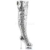s�lv paljetter 15 cm PLEASER BLONDIE-R-3011 overknee st�vler plat�
