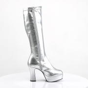 sølv platåstøvler 10 cm - 70 tallet støvler hippie disco lakkboots - knehøye platåboots
