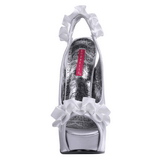 sølv satin 14,5 cm Burlesque TEEZE-56 platå høyhælte sandaler sko