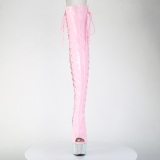strass 18 cm open toe rosa l�rh�ye st�vler h�ye h�ler med sn�ring