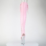 strass 18 cm open toe rosa l�rh�ye st�vler h�ye h�ler med sn�ring