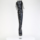 strass 18 cm open toe svart l�rh�ye st�vler h�ye h�ler med sn�ring