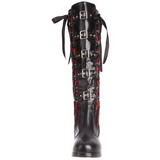 svart 10 cm CRYPTO-106 høye platåstøvler til dame med spenner