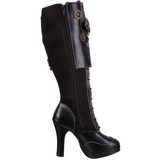 svart 10 cm CRYPTO-302 høye platåstøvler til dame med spenner