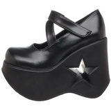 svart 13 cm DYNAMITE-03 lolita sko gothic wedge plat�sko med kileh�ler