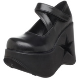 svart 13 cm DYNAMITE-03 lolita sko gothic wedge plat�sko med kileh�ler