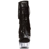 svart 15 cm DELIGHT-1017TF h�ye ankelst�vletter med frynser til dame