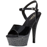 svart 15 cm KISS-209MG glinser plat� h�ye h�ler sko