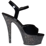 svart 15 cm KISS-209MG glinser plat� h�ye h�ler sko