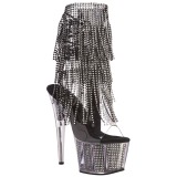 svart 18 cm ADORE-1017SRS h�ye ankelst�vletter med frynser til dame