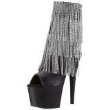 svart 18 cm ADORE-1024RSF h�ye ankelst�vletter med frynser til dame
