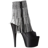 svart 18 cm ADORE-1024RSF h�ye ankelst�vletter med frynser til dame