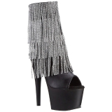 svart 18 cm ADORE-1024RSF h�ye ankelst�vletter med frynser til dame