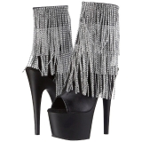 svart 18 cm ADORE-1024RSF h�ye ankelst�vletter med frynser til dame