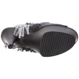 svart 18 cm ADORE-1024RSF h�ye ankelst�vletter med frynser til dame