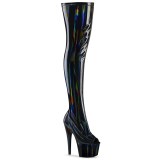 svart 18 cm ADORE-3011HWR hologram overknee st�vler �pen t�
