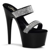 svart 18 cm ADORE-702-2 høyhælte slipper damer sko strass stein