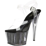 svart 18 cm ADORE-708SRS h�yh�lte sandaler strass plat�