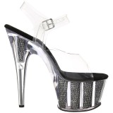 svart 18 cm ADORE-708SRS h�yh�lte sandaler strass plat�