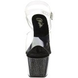 svart 18 cm ADORE-708SRS h�yh�lte sandaler strass plat�