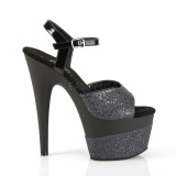 svart 18 cm ADORE-709-2G glitter plat sandaler dame
