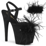svart 18 cm ADORE-709F pole dance h�yh�lte sandaler med fj�r