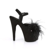 svart 18 cm ADORE-709F pole dance h�yh�lte sandaler med fj�r