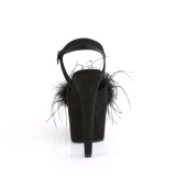 svart 18 cm ADORE-709F pole dance h�yh�lte sandaler med fj�r