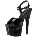 svart 18 cm ADORE-709MG glitter platå høye hæler dame