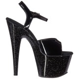 svart 18 cm ADORE-709MG glitter platå høye hæler dame