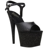 svart 18 cm ADORE-709MMG glitter platå høye hæler dame