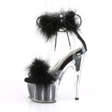 svart 18 cm ADORE-724F pole dance h�yh�lte sandaler med fj�r