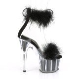 svart 18 cm ADORE-724F pole dance h�yh�lte sandaler med fj�r