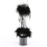 svart 18 cm ADORE-724F pole dance h�yh�lte sandaler med fj�r