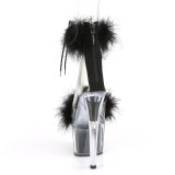 svart 18 cm ADORE-724F pole dance h�yh�lte sandaler med fj�r