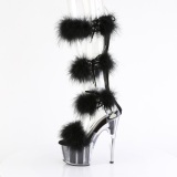 svart 18 cm ADORE-728F pole dance h�yh�lte sandaler med fj�r