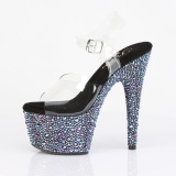 svart 18 cm BEJEWELED-708MS pole dance h�ye h�ler sko med strass plat�