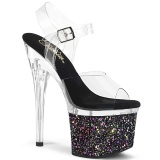 svart 18 cm ESTEEM-708LG glitter h�yh�lte plat�sko