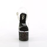 svart 18 cm ESTEEM-708LG glitter h�yh�lte plat�sko