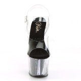 svart 18 cm SKY-308G-T glitter platå sandaler dame