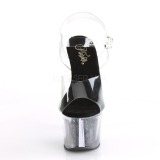 svart 18 cm SKY-308GF glitter platå sandaler dame