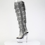 svart 18 cm pole dance exotic overknee plat�boots med strass frynser
