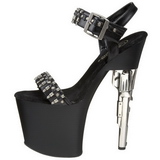 svart 19 cm BONDGIRL-712 plat sko med hndvpen hler