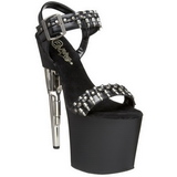 svart 19 cm BONDGIRL-712 plat sko med hndvpen hler