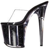 svart 20 cm FLAMINGO-801G glitter platå slip ins dame med hæler