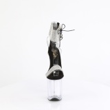 svart 20 cm FLAMINGO-827RS gjennomsiktige plat� h�ye h�ler med ankel stropper