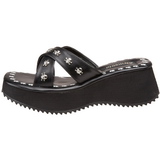 svart 6,5 cm FLIP-05 plat� gothic flip flops til dame